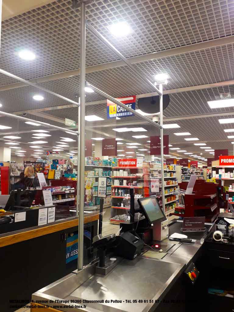 Protection anti-projection - Supermarchés -COVID 19 - PMMA et LeanConcept - 4 - METALINOX