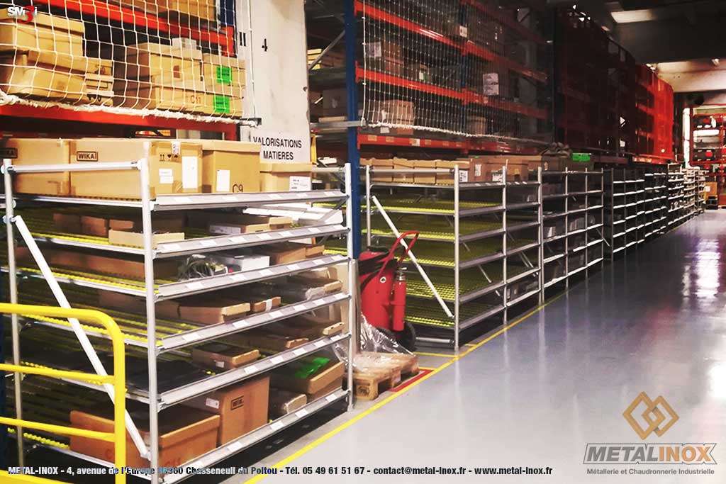 Meuble LeanConcept Convoyage a galets cartons sous rack picking METALINOX