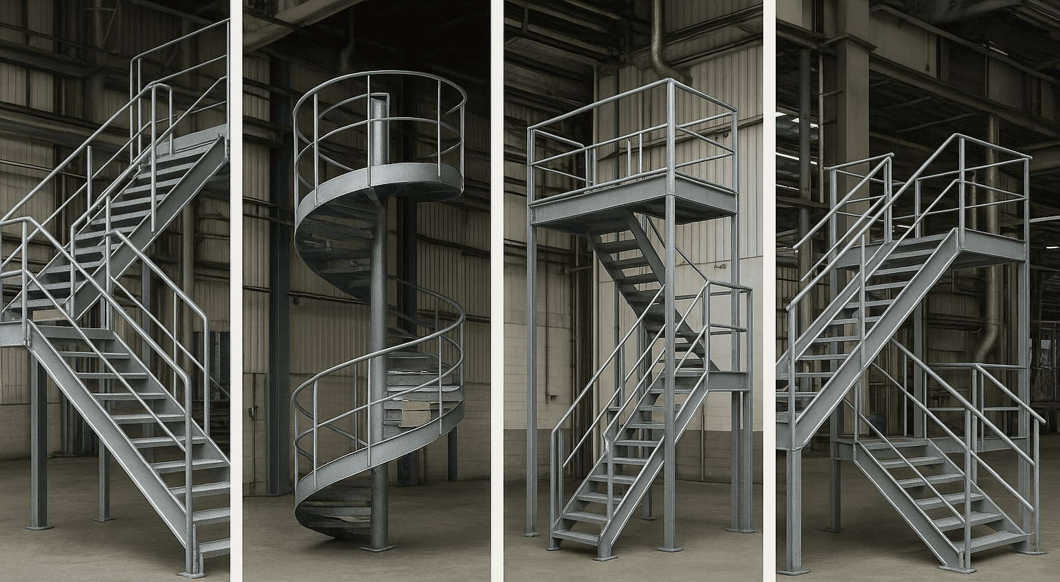 escalier hélicoidal pallier metal galvanise