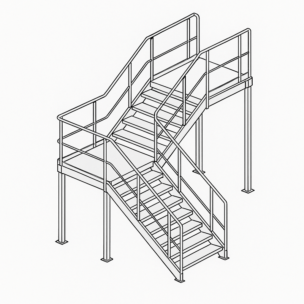 escalier metallique industriel dessin technique dimensions