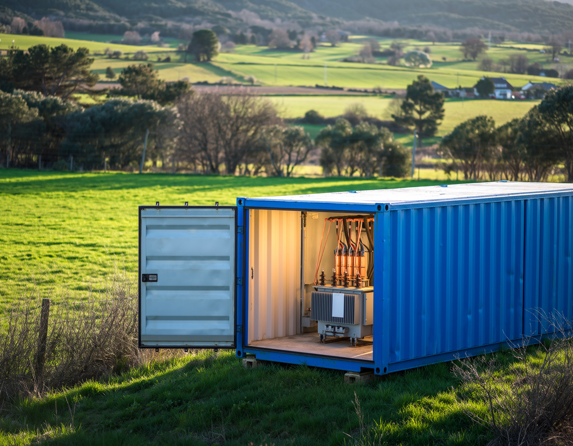 un shelter électrique neuf en container maritime transformateur haute tension