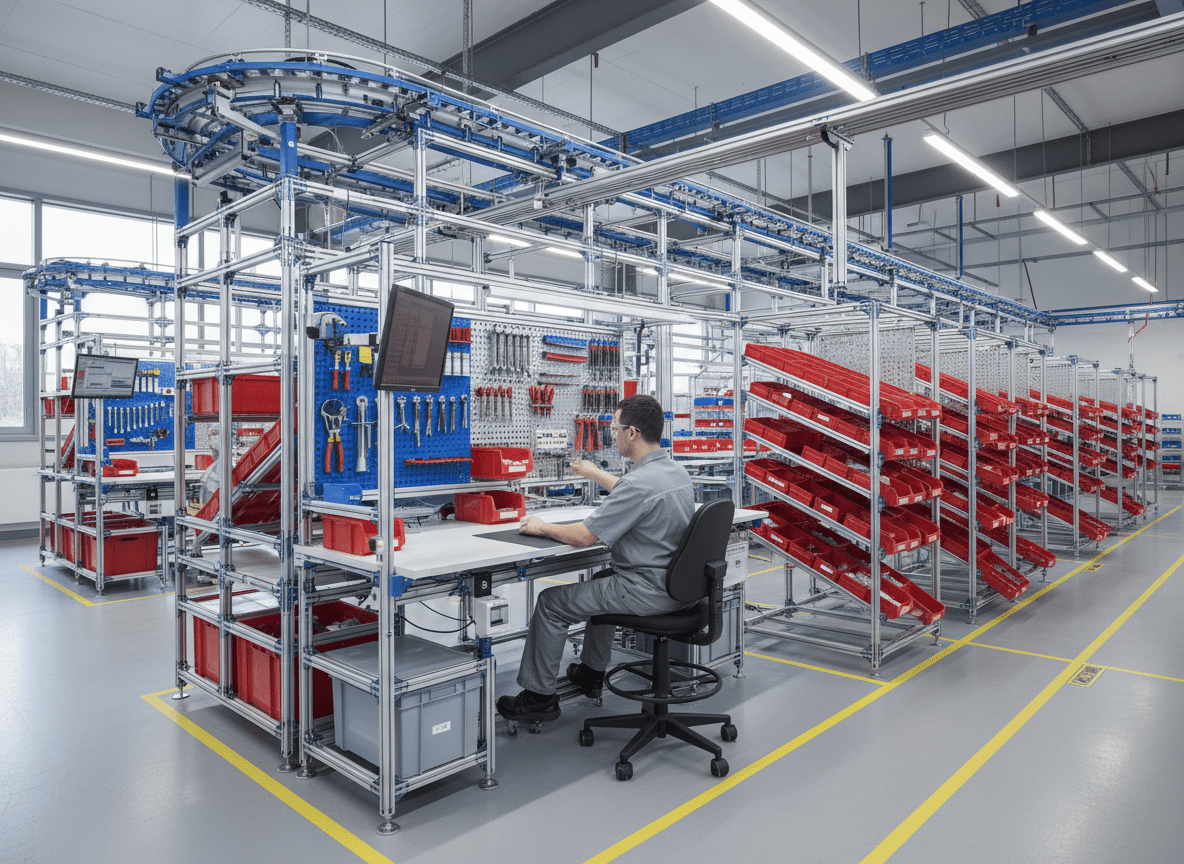 aménagement d'un atelier industriel avec des solutions tubulaire lean concept